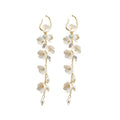 Playful Fabric Flower Tassel Faux Pearl Drop Earrings Summer Island Vacation Jewelry view 5