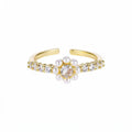 Fashion OL Flower Imitation Pearl Zircon Open Ring For Women Niche Index Finger Jewelry view 5
