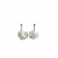 French Vintage Faux Pearl Flower Stud Earrings With Silver Needle Light Luxury Fresh Floral Design view 5