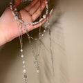 Old Money Faux Pearl Rhinestone Cross Sweater Necklace Geometric Clavicle Chain For Women view 4