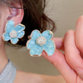 Alloy Spiral Flower Enamel Clip-on Earrings Sweet Fresh Light Luxury Non-Pierced Jewelry view 4
