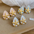 Shell Starfish Stud Earrings With Silver Needle Enamel Geometric Beach Vacation Niche Style view 4