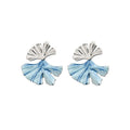 Korean Elegant Ginkgo Leaf Faux Pearl Zircon Flower Stud Earrings For Women view 5