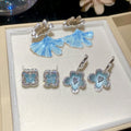 Korean Elegant Ginkgo Leaf Faux Pearl Zircon Flower Stud Earrings For Women view 3