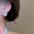 Korean Elegant Ginkgo Leaf Faux Pearl Zircon Flower Stud Earrings For Women view 4