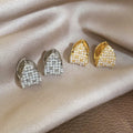 18K Gold Plated Zircon Faux Pearl U Shaped Ear Cuff Earrings French Vintage Light Luxury view 3