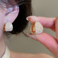 18K Gold Plated Zircon Faux Pearl U Shaped Ear Cuff Earrings French Vintage Light Luxury view 4