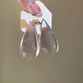 Korean Minimalist Acrylic Teardrop Stud Earrings, Versatile Lightweight Fashion Resin Jewelry view 4