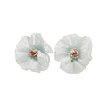 Chiffon Flower Stud Earrings Sweet Vacation Style Fabric Floral Silver Needle Elegant Jewelry view 5