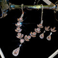 Copper Rhinestone Flower Stud Earrings And Necklace Jewelry Set For Women, Old Money Elegant Style view 1