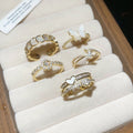 14K Gold Plated Zircon Flower Pearl Open Ring For Women view 1