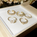 14K Gold Plated Zircon Flower Pearl Open Ring For Women view 3