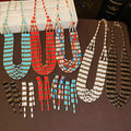 Bohemian Resin Rectangle Tassel Stud Earrings Necklace Jewelry Set, Old Money Ethnic Style view 1