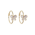Light Luxury 18K Gold Plated Copper Butterfly Zircon Hoop Earrings With Silver Posts view 5