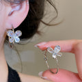 Light Luxury 18K Gold Plated Copper Butterfly Zircon Hoop Earrings With Silver Posts view 4