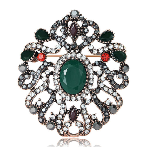 Alloy Rhinestone Flower Brooch Pin For Suits And Coats