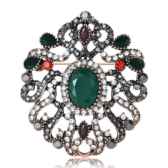 Alloy Rhinestone Flower Brooch Pin For Suits And Coats