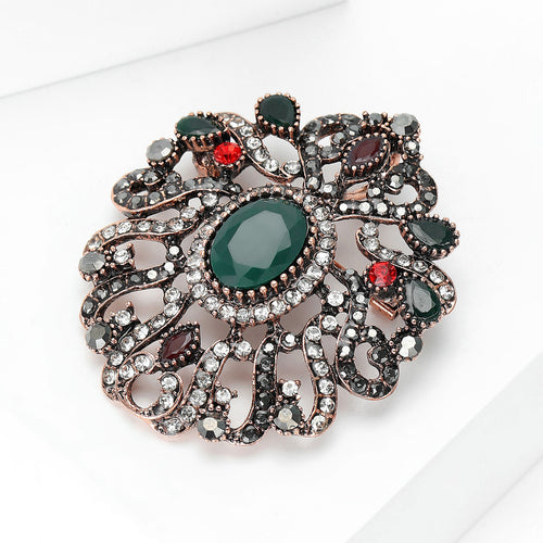 Alloy Rhinestone Flower Brooch Pin For Suits And Coats
