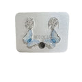 Blue Zircon Butterfly Stud Earrings With Copper Body And Silver Posts, Korean Light Luxury Niche Style view 5