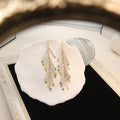 Elegant Alloy Twisted Tube Long Tassel Drop With Colorful Crystal Beads For Women Luxury Earrings view 4