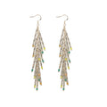Elegant Alloy Twisted Tube Long Tassel Drop With Colorful Crystal Beads For Women Luxury Earrings view 5
