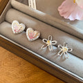 Sweet Style Faux Pearl Heart Flower Stud Earrings Elegant Minimalist Light Luxury Ear Jewelry view 2