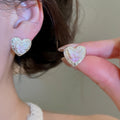Sweet Style Faux Pearl Heart Flower Stud Earrings Elegant Minimalist Light Luxury Ear Jewelry view 3