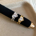 18K Gold Plated Zircon Heart Open Ring For Women view 4