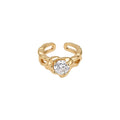 18K Gold Plated Zircon Heart Open Ring For Women view 5