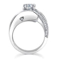 Silver Tone Round Clear Crystal Bypass Ring Fashion Jewelry view 3