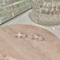 Silver Plated Copper Hollow Flower Screw Back Stud Earrings For Women Minimalist Sweet Style view 4