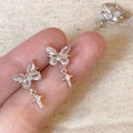 Sparkling Zircon Butterfly Starburst Copper Clip-on Earrings Elegant No-Piercing Ear Cuffs view 2