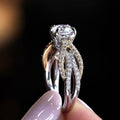 Two Tone Pavé Bow Shaped Round Center Stone Ring Design view 1