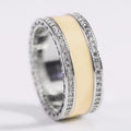 Two Tone Stripe Crystal Wide Band Ring With Clear Stone Accents view 1