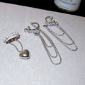 Zircon Heart Faux Pearl Clip-on Earrings Fashion OL Minimalist Ear Cuff No Piercing view 3