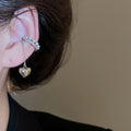 Zircon Heart Faux Pearl Clip-on Earrings Fashion OL Minimalist Ear Cuff No Piercing view 4