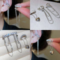 Zircon Heart Faux Pearl Clip-on Earrings Fashion OL Minimalist Ear Cuff No Piercing view 1
