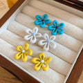 Dopamine Color Alloy Silver Needle Enamel Hollow Flower Stud Earrings For Women view 4