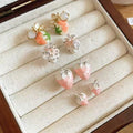 Korean Sweet Strawberry Zircon Copper Stud Earrings With Silver Pins Forest Style Fruit Jewelry view 1