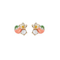 Korean Sweet Strawberry Zircon Copper Stud Earrings With Silver Pins Forest Style Fruit Jewelry view 5