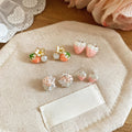 Korean Sweet Strawberry Zircon Copper Stud Earrings With Silver Pins Forest Style Fruit Jewelry view 3