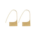 18K Gold Plated Copper Geometric Square Drop Hook Earrings, Smooth Printed Statement Design view 5
