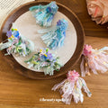Artificial Crystal Flower Tassel Drop Earrings With Silver Pins Beach Resort Style view 2