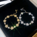 18K Gold Plated Copper Cubic Zirconia Flower Bangle Light Luxury Floral Bracelet For Women view 2