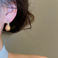 French Vintage Faux Pearl Zircon Teardrop Drop Earrings Elegant Minimalist Stud Jewelry view 4