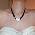 New Chinese Style Floral Necklace With White Enamel Plum Blossom Black Agate And Faux Pearl view 3