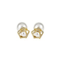 Light Luxury Gold Plated Floral Zircon Faux Pearl Stud Earrings With Silver Posts For Women view 5