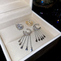 Minimalist Copper Zircon Butterfly Tassel Clip-on Earrings, Light Luxury Ear Cuff Style view 3