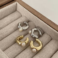 Minimalist Faux Pearl Geometric Round Ear Cuff Clip-on Earrings For Women No Piercing view 2