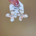 Elegant Pastoral Copper Flower Stud Earrings With Zircon Enamel And Silver Pins view 4